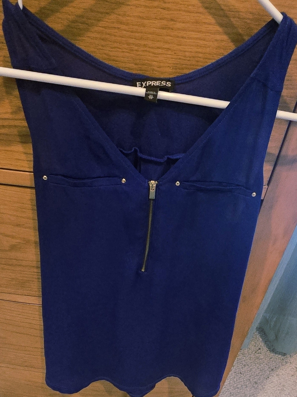 Express Women's Royal Blue Zip-Front Tank Top, Women's XS